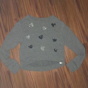 Abercrombie kids sequin heart sweatshirt crewneck